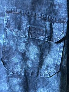 Blue crinkle short sleeve dress shirt