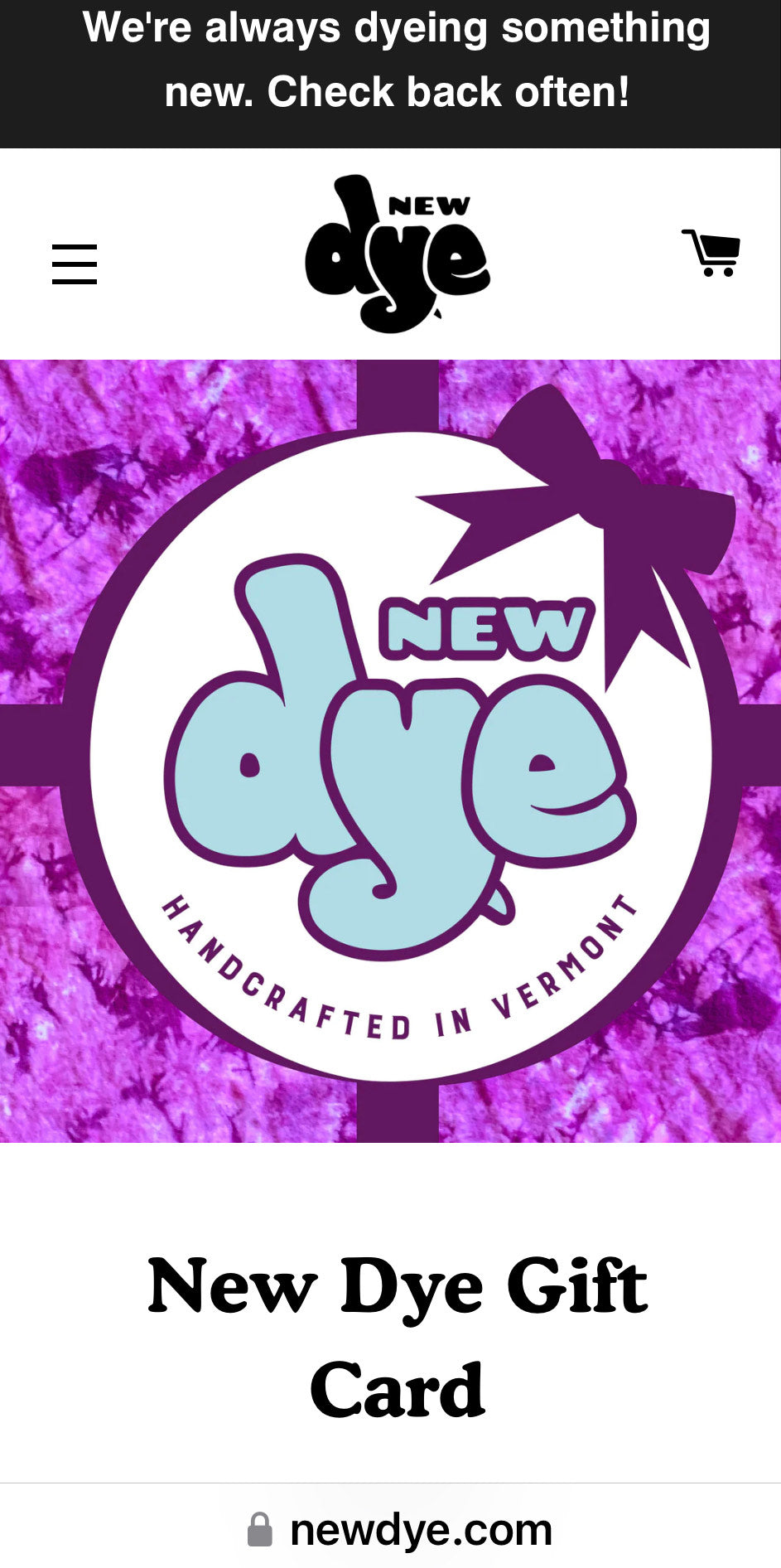 NEW DYE GIFT CARD